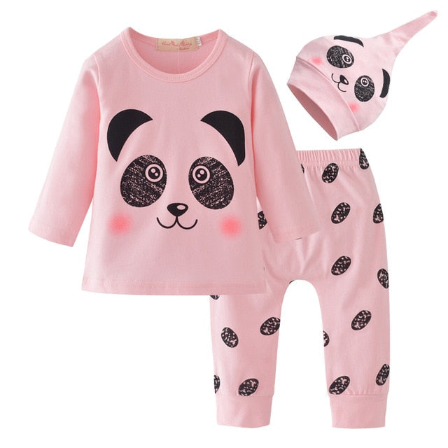 Baby Girl Clothes Newborn Infant Autumn 3Pcs Set Cotton T-shirt Pants Headband fall Outfits Clothes Baby Girls Clothing Suit