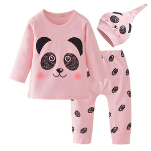 Baby Girl Clothes Newborn Infant Autumn 3Pcs Set Cotton T-shirt Pants Headband fall Outfits Clothes Baby Girls Clothing Suit
