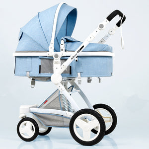 High Landscape Baby Stroller 3 in 1 Luxury Hot Mom Stroller Travel Pram Reversible Baby Trolley Pink Stroller with Car Seat