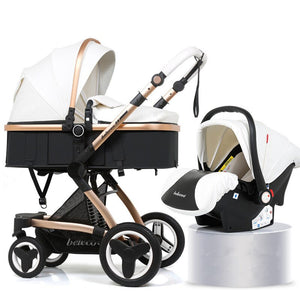 High Landscape Baby Stroller 3 in 1 Luxury Hot Mom Stroller Travel Pram Reversible Baby Trolley Pink Stroller with Car Seat