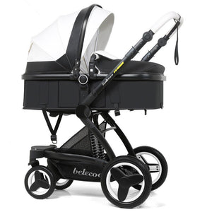 High Landscape Baby Stroller 3 in 1 Luxury Hot Mom Stroller Travel Pram Reversible Baby Trolley Pink Stroller with Car Seat