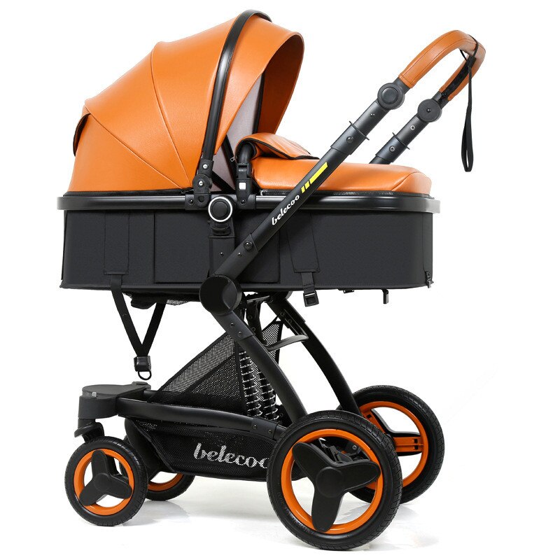High Landscape Baby Stroller 3 in 1 Luxury Hot Mom Stroller Travel Pram Reversible Baby Trolley Pink Stroller with Car Seat