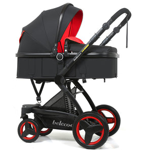 High Landscape Baby Stroller 3 in 1 Luxury Hot Mom Stroller Travel Pram Reversible Baby Trolley Pink Stroller with Car Seat