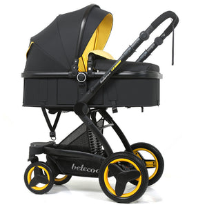 High Landscape Baby Stroller 3 in 1 Luxury Hot Mom Stroller Travel Pram Reversible Baby Trolley Pink Stroller with Car Seat