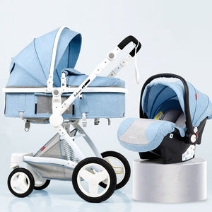 High Landscape Baby Stroller 3 in 1 Luxury Hot Mom Stroller Travel Pram Reversible Baby Trolley Pink Stroller with Car Seat