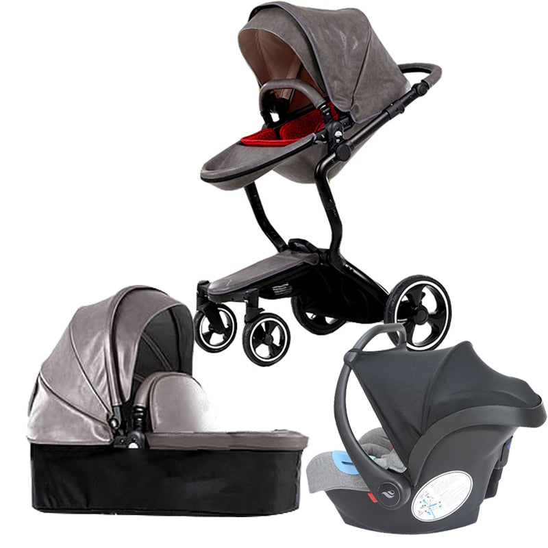 3 in 1 foofoo baby stroller leather aluminium alloy baby luxury fashion baby carriage for the 4 runner  pram  newborn baby car