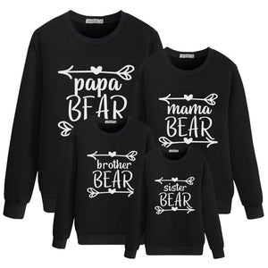 Mama baby maching outfits daddy and son sweatshirt mom daughters clothes lovely the small bear print sweaters Look casual