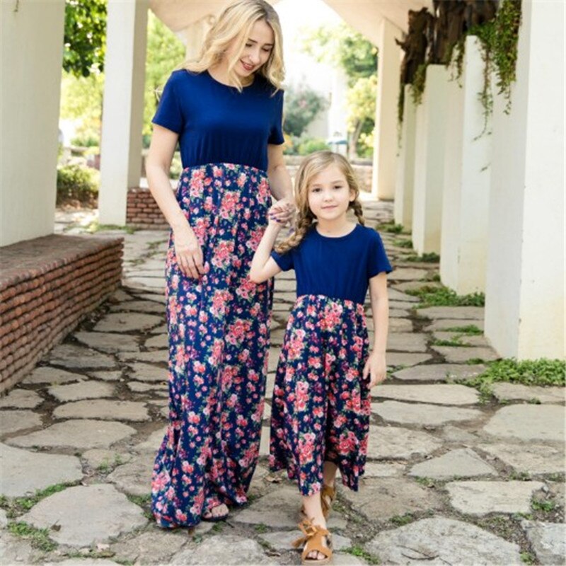 COSPOT 2020 New Family Maching Dresses Mom Daughter Summer Long Dress Mother Girl Dresses Women Floral Beach Bohemian Dress 35
