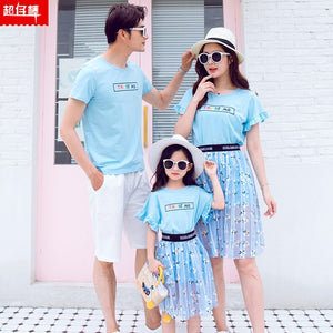 Mother and Daughter Dress Lace Mesh Tutu Skirt Mommy and Me Wedding Dress Clothes  Father Infant Baby Son Family Maching Outfits