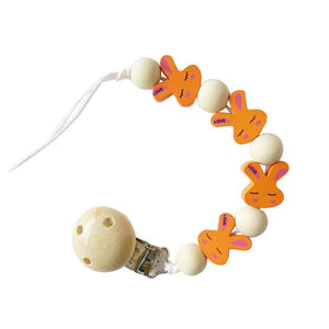 Rabbit Pacifier Clip Chains Wooden Pacifier Clips Baby Teething Toys Wood Bead Dummy Clip Holder Soother Chains for Baby Chew