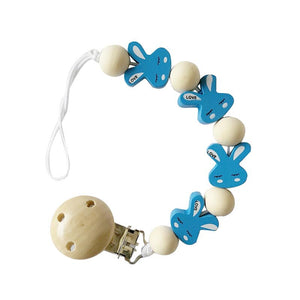 Rabbit Pacifier Clip Chains Wooden Pacifier Clips Baby Teething Toys Wood Bead Dummy Clip Holder Soother Chains for Baby Chew