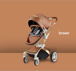 Diamond high land scape  baby stroller 2 in 1 with luxury leather baby carriage