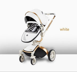 Diamond high land scape  baby stroller 2 in 1 with luxury leather baby carriage