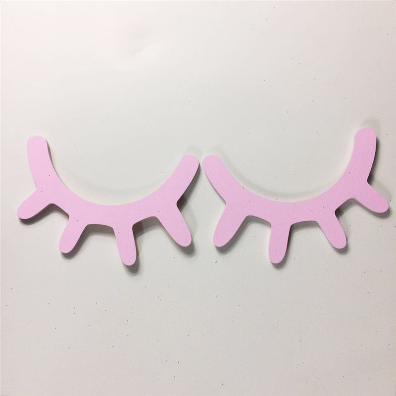 2PCS Wooden 3D Cute Sleepy Eyes Eyelash Pattern Wall Sticker DIY Kids Room Living Room Decoration Baby Nursery Wall Art