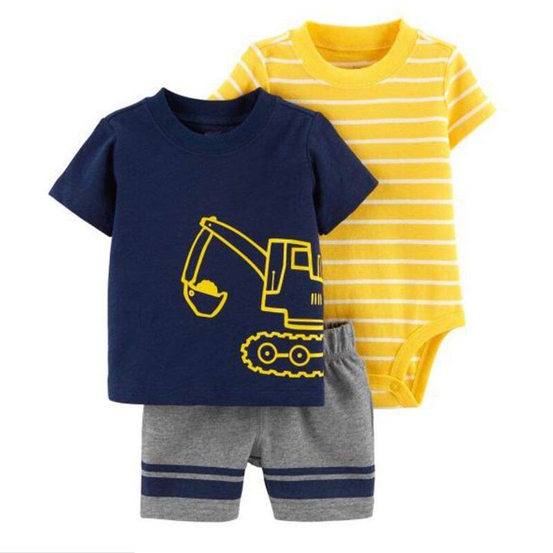 cartoon tshirt tops+bodysuit+shorts for baby boy clothes newborn set 2019 summer outfit new born clothing suit tracksuit costume