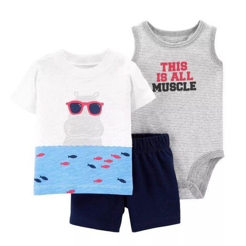 cartoon tshirt tops+bodysuit+shorts for baby boy clothes newborn set 2019 summer outfit new born clothing suit tracksuit costume