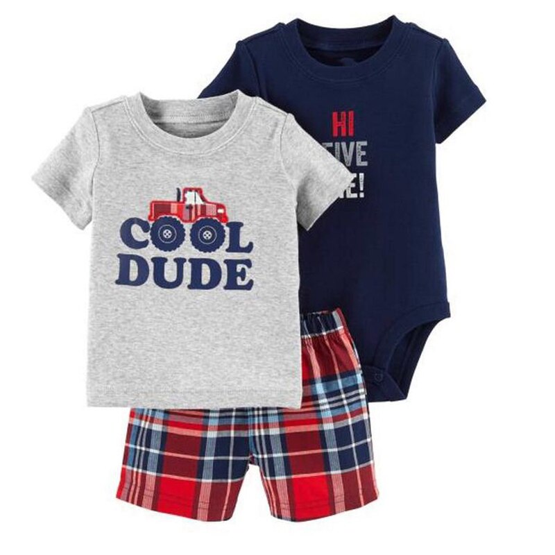 cartoon tshirt tops+bodysuit+shorts for baby boy clothes newborn set 2019 summer outfit new born clothing suit tracksuit costume