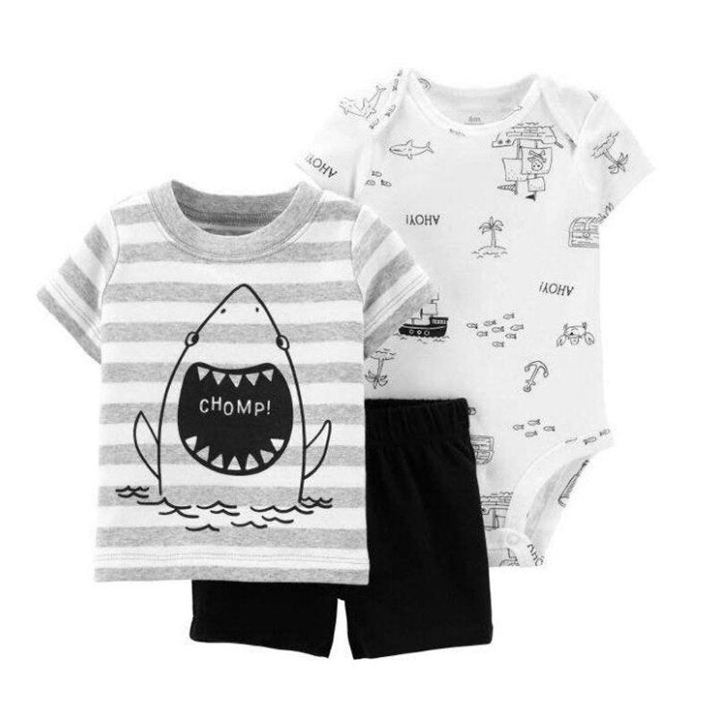cartoon tshirt tops+bodysuit+shorts for baby boy clothes newborn set 2019 summer outfit new born clothing suit tracksuit costume