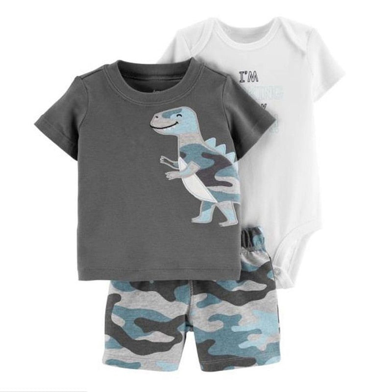 cartoon tshirt tops+bodysuit+shorts for baby boy clothes newborn set 2019 summer outfit new born clothing suit tracksuit costume