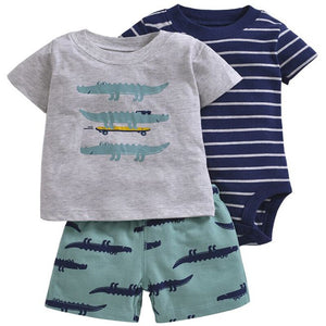 cartoon tshirt tops+bodysuit+shorts for baby boy clothes newborn set 2019 summer outfit new born clothing suit tracksuit costume