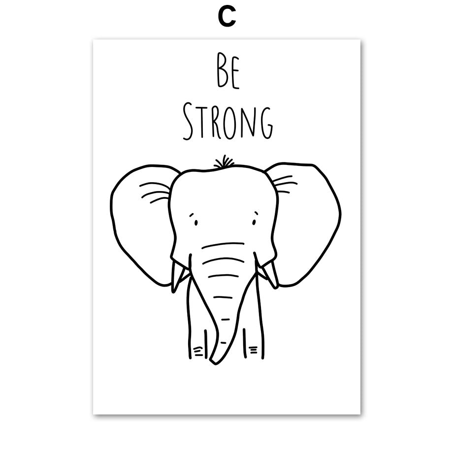 Wall Art Canvas Painting Fox Zebra Tiger Elephant Penguin Cartoon Nordic Posters And Prints Wall Pictures For Kids Room Baby Boy
