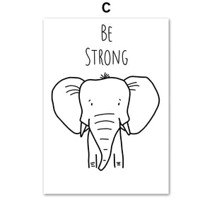 Wall Art Canvas Painting Fox Zebra Tiger Elephant Penguin Cartoon Nordic Posters And Prints Wall Pictures For Kids Room Baby Boy