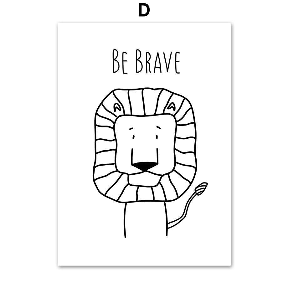 Wall Art Canvas Painting Fox Zebra Tiger Elephant Penguin Cartoon Nordic Posters And Prints Wall Pictures For Kids Room Baby Boy