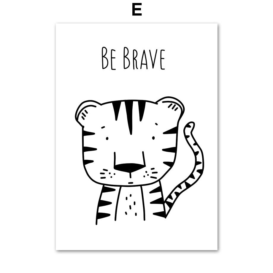 Wall Art Canvas Painting Fox Zebra Tiger Elephant Penguin Cartoon Nordic Posters And Prints Wall Pictures For Kids Room Baby Boy