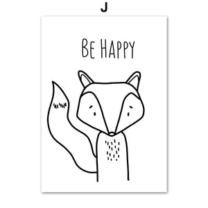 Wall Art Canvas Painting Fox Zebra Tiger Elephant Penguin Cartoon Nordic Posters And Prints Wall Pictures For Kids Room Baby Boy