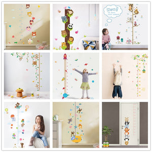 % Cute animals stack height measure wall stickers decal kids vinyl wallpaper mural baby girl boy room Growth Chart stickers
