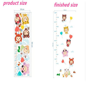 % Cute animals stack height measure wall stickers decal kids vinyl wallpaper mural baby girl boy room Growth Chart stickers