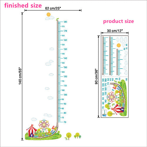 % Cute animals stack height measure wall stickers decal kids vinyl wallpaper mural baby girl boy room Growth Chart stickers