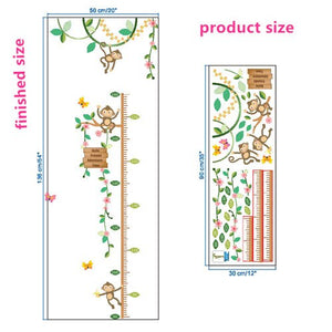 % Cute animals stack height measure wall stickers decal kids vinyl wallpaper mural baby girl boy room Growth Chart stickers