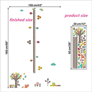 % Cute animals stack height measure wall stickers decal kids vinyl wallpaper mural baby girl boy room Growth Chart stickers