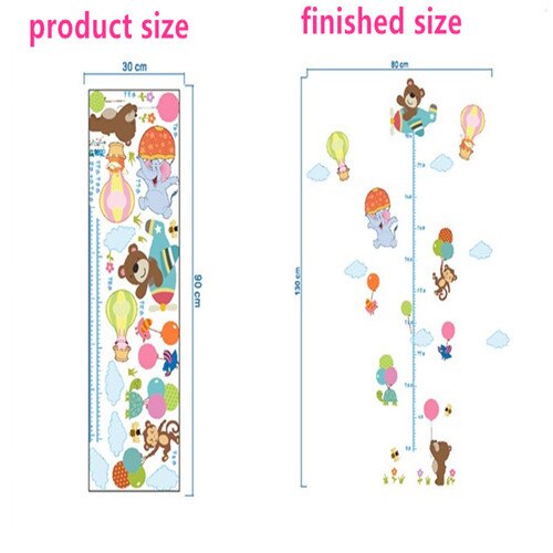 % Cute animals stack height measure wall stickers decal kids vinyl wallpaper mural baby girl boy room Growth Chart stickers