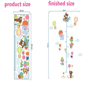 % Cute animals stack height measure wall stickers decal kids vinyl wallpaper mural baby girl boy room Growth Chart stickers