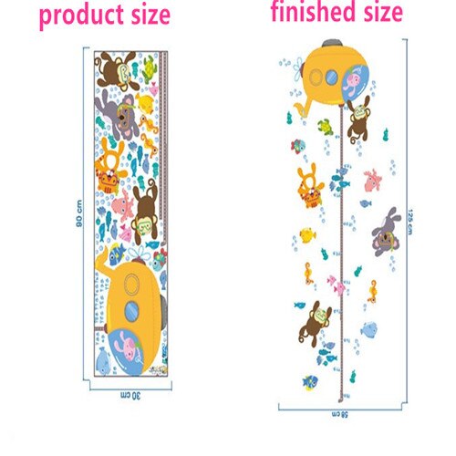 % Cute animals stack height measure wall stickers decal kids vinyl wallpaper mural baby girl boy room Growth Chart stickers