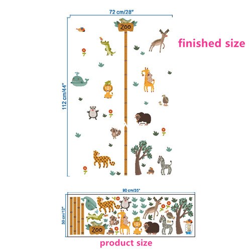 % Cute animals stack height measure wall stickers decal kids vinyl wallpaper mural baby girl boy room Growth Chart stickers