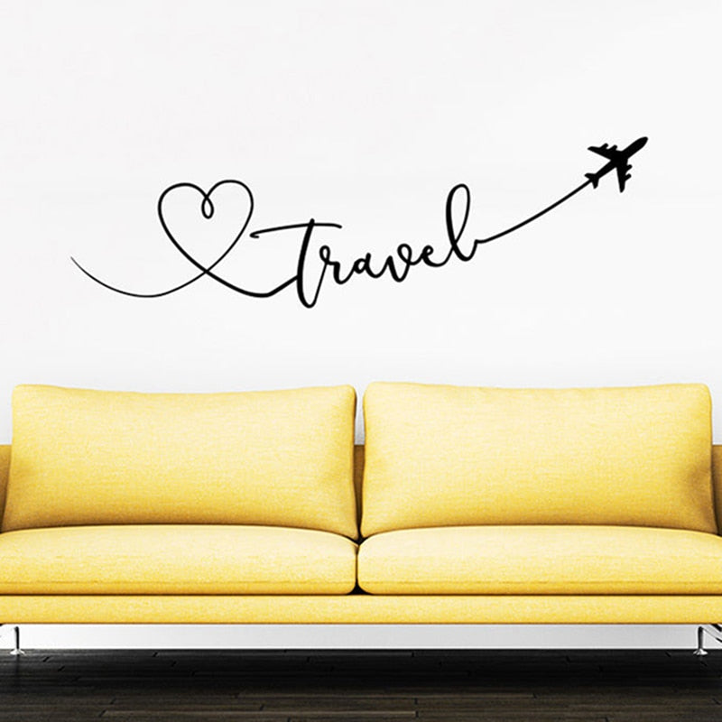 Travel Quote Travel Wall Decal Travel Planes Baby Kids Bedroom Decor Vinyl Sticker Removable Home Room Deoration Mural Z746