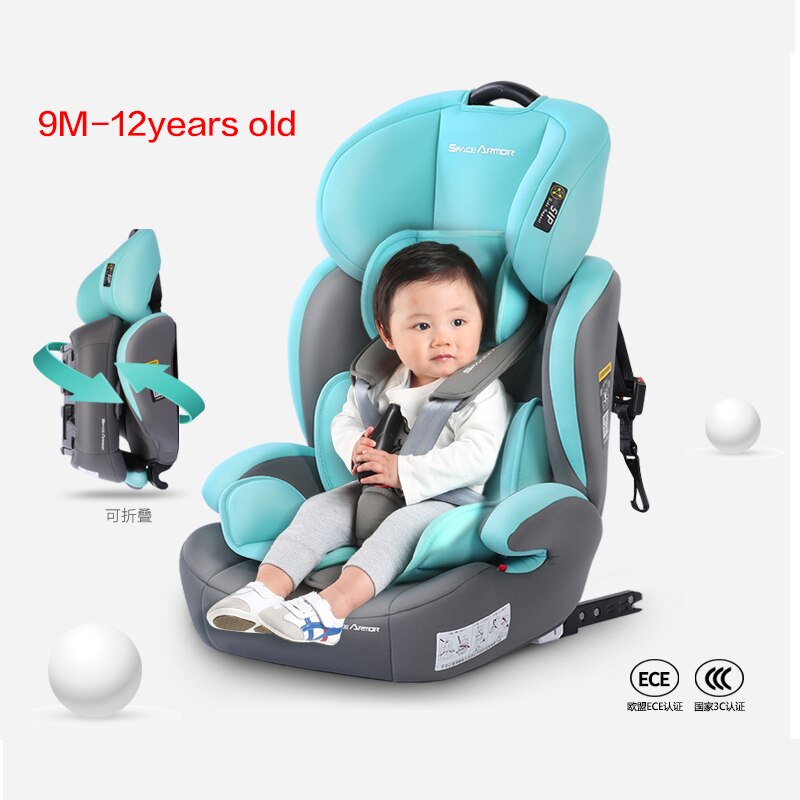 Protable Simple Child Car Safety Seats  Easy Folding Car Seat Booster Height Can Adjustable Isofix Interface 9M-12Y
