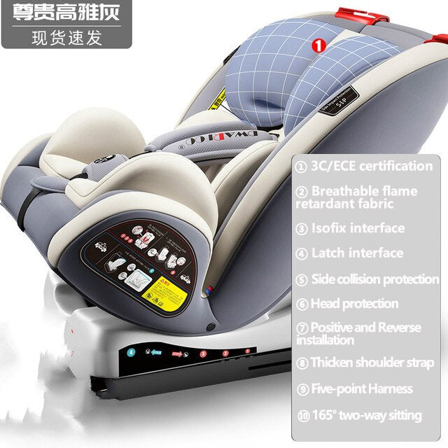 Baby Safety Car Seat Support Isofix and Latch Interface 0-12y Two-way Installation Winter Portable Children's Safety Car Seat