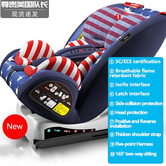 Baby Safety Car Seat Support Isofix and Latch Interface 0-12y Two-way Installation Winter Portable Children's Safety Car Seat